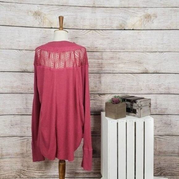 Free People Spring Valley Lace Pink Top Medium - Picture 3 of 3
